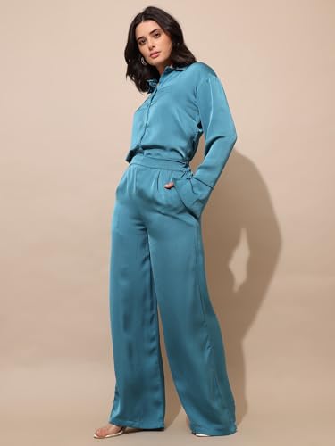 Image of PURVAJA Women's Full Sleeve Shirt & Trouser Solid Co-ords