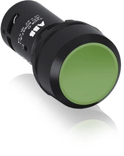ABB CP1-10G-11 Compact Pushbutton, Momentary, Flush, Green, Non-Illuminated, Black Plastic, 1NO+1NC (ABB1SFA619100R1072)