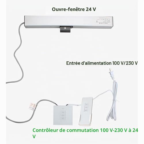 Actionneur électrique d'ouverture de fenêtre, mécanisme à chaîne 24V avec télécommande pour fenêtres de toit et évents de toit, course de 300 mm à 800 mm