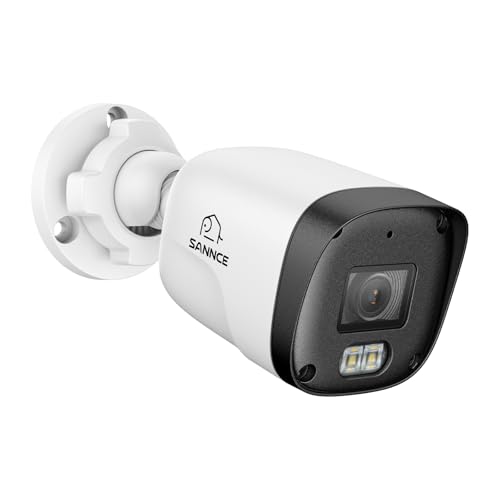 SANNCE Cámara de vigilancia 2K POE CCTV con audio, no autónoma, cámara de seguridad para exteriores, lente de 4 mm, visión nocturna de 20 m, IP67, detección de movimiento, sin adaptador de corriente