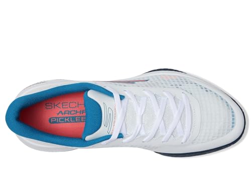 Skechers Men's Viper Court Pro Pickleball Sneaker, White/Turquoise, 7.5