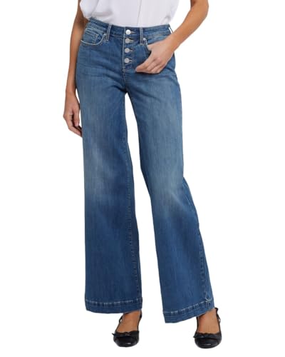 NYDJ Women's Teresa Wide Leg Exposed Button Fly Jeans in Costa Brava