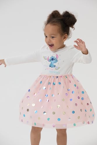 Image of Disney Princess Frozen Elsa Minnie Stitch Toddler Girl Tulle Tutu Dress Ruffle Sleeve Mesh Summer Birthday Party Clothes 2-9Y