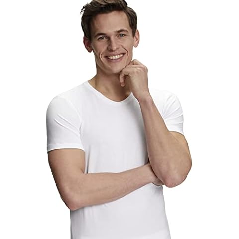 FALKE Underwear Daily Climate Control Camiseta cuello redondo algodón hombres negro blanco Cover