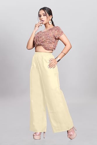 Image of Palazzo Pants for Women | Premium Rayon Cotton | Elastic Waist, Solid Color, Stylish Wide-Leg | Comfortable High-Waisted Palazzo for All Occasions