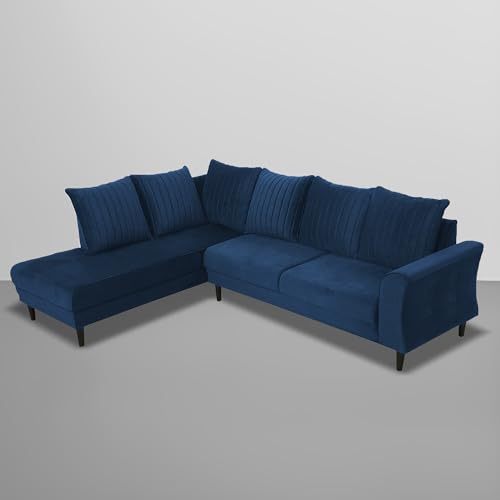 Image of Gratly LHS 4 Seater L Shape Sofa Set for Living Room (Blue Colour) Premium Fabric Sofa
