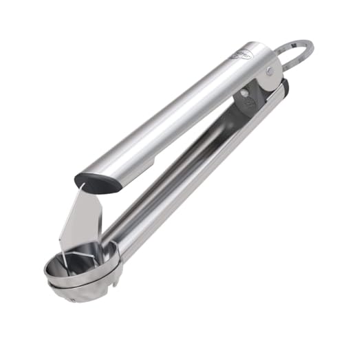 Dr. Oetker Pflaumenentkerner PROFI Pflaumenentsteiner aus Edelstahl Pflaumenkernentferner mit Verschlussmechanismus (Farbe: Silber) Menge: 1 Stück