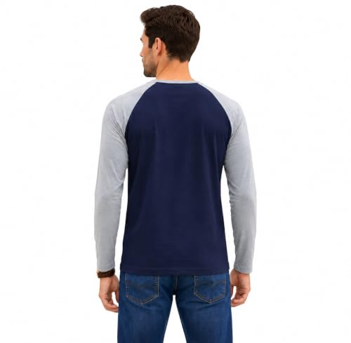 Image of R Cube Men's Henley Shirts Raglan Long Sleeve Casual Slim Fit Lightweight Fashion T-Shirts