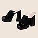 azmodo Elegant High Chunky Heel Mule Sandals for Women Chic Platform Summer Slip-Ons Block Heel Wedge Shoes with Knit Upper Fashionable Dressy Evening Party Shoes (Black, 9-9.5)