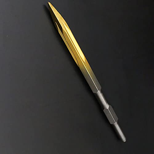 Hammer Drill Chisel Bit, Rotary Hammer Bit, Scaling Chisel Hammer Drill Tool, Hex Shank, Pointed Chisel - Gold, 17mmx280mm