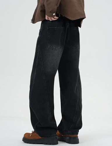 Kinghua Mens Baggy Jeans Casual Loose Fit Wide Leg Skater Streetwear Y2k Denim Pants4