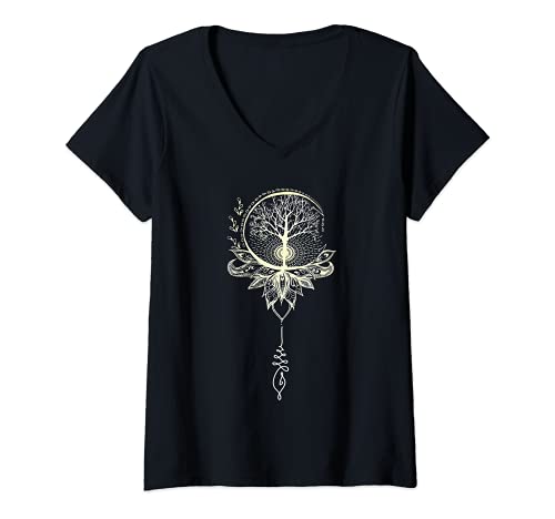 Femme Éveil de l'arbre de vie Mandala T-Shirt avec Col en V Cover