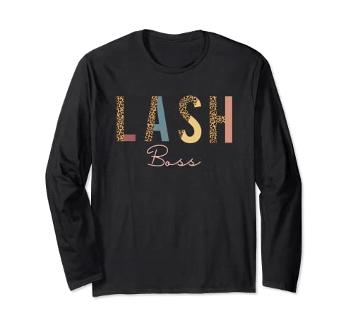 Lash Babe Boss Hustler Artist Tech Eyelash Extention Leopard Long Sleeve T-Shirt