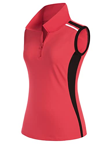 Plus Size Women‘s Golf Polo Shirts Collared Sleeveless Polo Shirt For Tennis Athletic Sports (Red 2Xl) #TOP28
