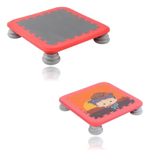 LumoLightジャンピングボード 有酸素運動 静音 軽量 トレーニング,オレンジ色トランポリン ジャンプ 飛び跳ね エクササイズ フィットネス 室内運動 あそび 子供用 運動不足 ダイエット器具 健康器具 おもちゃ (Red 赤,パターンなし) [並行