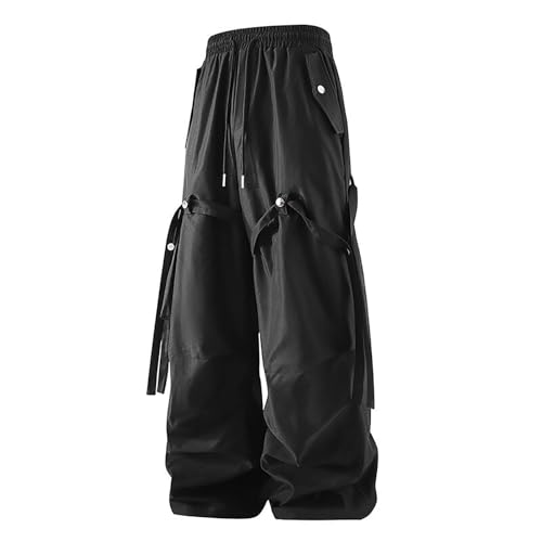 Pantalones genéricos para hombre de gran carga ropa casual pantalones bolsillos transpirable confort jogger hombres ligero para trabajo urbano estilo funcional urbano Streetwear moda hombre, Negro