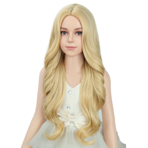 Image of PATTNIUM Kids Child Golden Blonde Wig Long Wavy Blonde Wigs for Girls Synthetic Cosplay Costume Party Wigs
