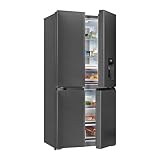 Exquisit Frigorífico Americano 4 Puertas, Capacidad 432L, Rango Energético E, No Frost, Display Digital, Cajones Verduleros, Dispensador de Agua, Color Inox, Dimensiones 183x83,6x63,6 cm.