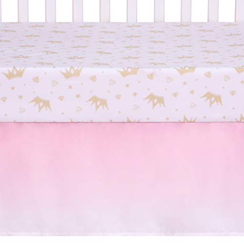 Sammy & Lou Tiara Princess 4-Piece Baby Nursery Crib Bedding Set, Includes Quilt, Fitted Crib Sheet, Crib Skirt, And Plush Toy #TOP3