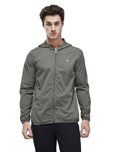 Image of TECHNOSPORT Men's Regular Fit Jacket with Zip Pockets, TS FLEXI Lightweight Windproof Quick Dry Full Sleeve Jacket for Gym Running and Travel