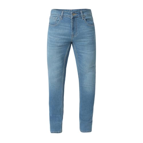 Image of Spykar Men's Super Skinny Fit Low-Rise Casual Jeans Mid Blue