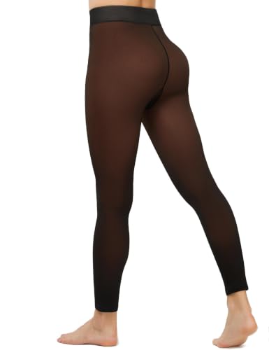 Image of Fleece Lined Tights Footless Women Sheer Warm Pantyhose Leggings Toeless Fake Translucent Thermal Thick Winter No Feet Tights