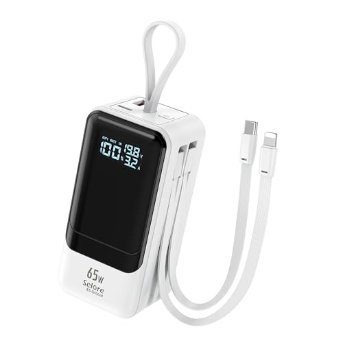 Fast Charging Power Bank 18400mAh 65W Portable Laptop Charger, LCD Display, Travel Essential Battery Pack with Built-in USB-C & Lightning Cables for iPhone 16/15/14/13/12 MacBook Samsung - image 1