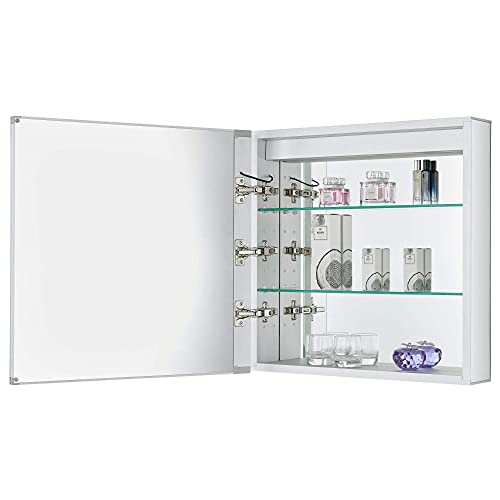 Bathroom Medicine Cabinet, Aluminum, Recessed/Surface Mount, Left Hand Hinged, Mirrored W/ 2 Led Strips (24 X 24) #TOP6
