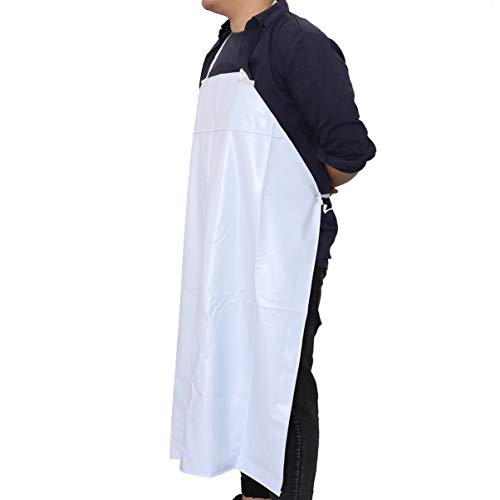 Kichvoe Kitchen Apron Waterproof Rubber Vinyl Apron Heavy Duty Dishwasher Butcher for Cleaning Fish Gardening, Lab Work- White Grilling - Image 3