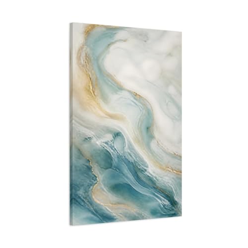 Tableau bleu sarcelle et or au-dessus de la cheminée