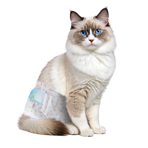 Image of Disposable Cat Diapers, 40 Count - Perfect for Both Male and Female Cats, for Elderly, (L) Incontinent, or Post-Surgery Cats and Dog - Leak-Proof, Super Absorbent & Hypoallergenic Pet Diapers