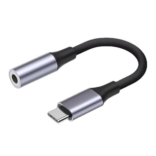 FineGoodハイレゾ音質 Type- C イヤホンジャック変換 USB C-3.5mm 変換アダプター オーディオアダプタ ハイレゾ対応 高耐久極 ナイロン編み 音量調節/通話 Android/Type-C 機器