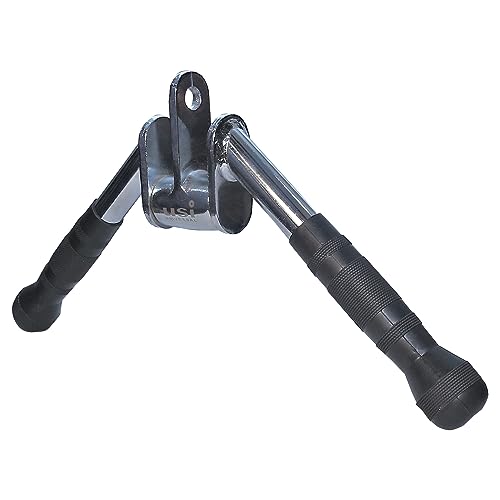 Image of USI UNIVERSAL Cable Machine Attachment LAT Pulldown Attachments Home Gym Triceps Pull Down Attachment Cable Machine Equipments for Home Gym (Silver- Revolving V-Shaped Bar)