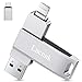 Lncnnk USB Stick 512 GB für i Phone, MFi-zertifizierter USB 3.0 Lightning Speicherstick 3-in-1 Fotostick Stift-Laufwerk Externer Speichererweiterung USB C Backup für iOS/Android/PC, Silber