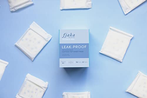 16 Count (Pack Of 4) - Fjaka Usa [Fee-Ah-Ka] Organic Cotton Cover Pads - Regular Ultra Thin Sanitary Napkin Pads Heavy Absorbency, Unscented With Pad Wings For Women - 64 Counts Regular #TOP7