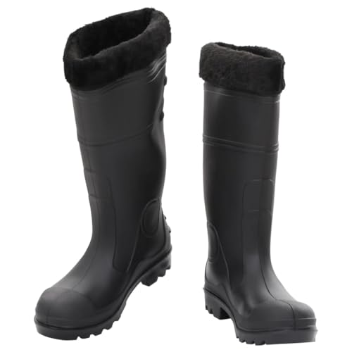 vidaXL Gummistiefel mit Herausnehmbarem Innenfutter, Regenstiefel Rutschfest, Anglerstiefel Wasserdicht, Arbeitsstiefel Gartenstiefel Langschaft Stiefel, Schwarz Größe 38 PVC