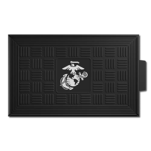 FANMATS 13409 U.S. Marines Heavy Duty Vinyl Medallion Outdoor Door Mat - 19.5in. x 31in. - 