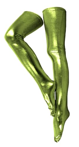 Gaoin Men's and Women's 28/38 Inch Shiny Metallic Spandex Skintight Costumes Stocking (28'' (70cm), Lime Green)
