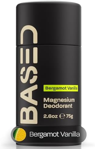 BASED Performance Deodorant For Men, All Day Odor Protection, Aluminum Free with Magnesium, Beeswax & Shea Butter, Paraben-Free, Naturally-Derived Bergamot Vanilla Scent