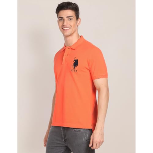 Image of U.S. Polo ASSN. Solid Slim Fit Polo T Shirts for Men - 100% Cotton, Half Sleeves Mens Tshirt