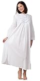 LA CERA Women's Long Sleeve Nightgown M White