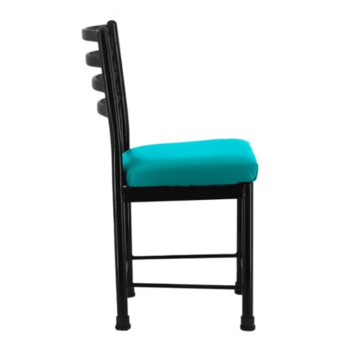 Image of Zidle Asphalt pre Assembled Extra Support Set of 2 Dining Visitor Faux Leatherette seat Cushion Chair for Living Room| Home | Restaurant |Powder Coated Metal Legs Black Coated Pacific Blue seat