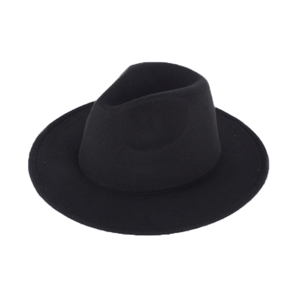 Bamboopack Sombrero Fedora clásico de mezcla elegante, color negro, de ala ancha, para iglesia, derby, para actuaciones en escenario, fiestas, espectáculos, cosplay, boda, uso diario, B, Talla única