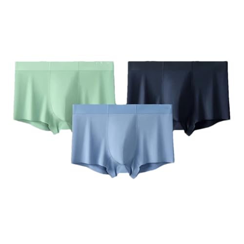 3 unids/lote Hombres Bragas Boxer Pantalones Cortos Seda Cruz Ropa Interior Boxer Corte Sin Costura Bragas Trunks, Mrh008-3e, XXL