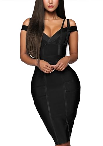Hybrid & Company Womens Elegance V Neck Stretch Chic Bandage Dress