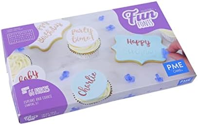 PME Fun Fonts Cupcake & Cookie Stamping Set of 66, blue, standard
