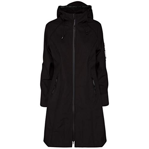 Ilse Jacobsen Klassische knielange Damen Jacke | Outdoor Regen Parka wasserdicht, Winddicht, atmungsaktiv | Softshell Polyester und Elastan | RAIN37L Schwarz 40