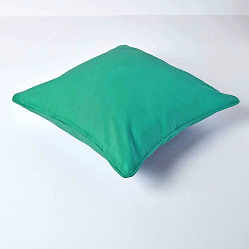 Image of AURAVE Cotton 210 TC Cushion Cover with Concealed Zipper Multi-Usage Sponge Lining, Piped Edges for Soft Living Room Solid Cushion Cases Cover Pack of 1 (12 inchx12 inch Aqua Green)
