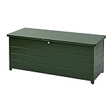 [山善] ガーデンマスター ベンチストッカー スチール製 幅125×奥行49×高さ52cm 天板耐荷重100kg 鍵付き 収納ベンチ 物置 屋外 玄関 ベランダ 縁台 収納庫 カーキ MS2-1200(OD)