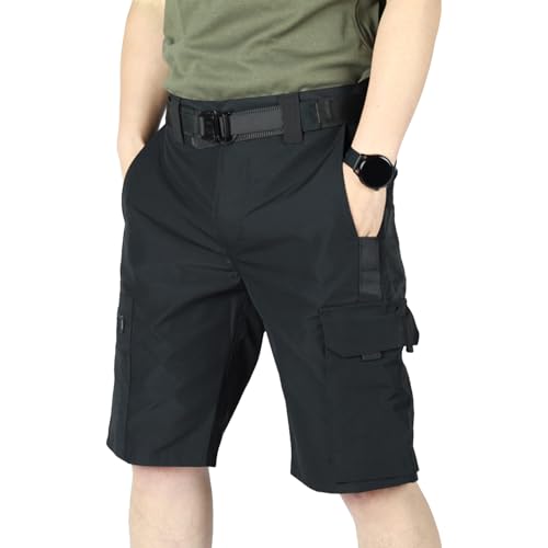 AHTCPO Men's Cargo Shorts Relaxed Fit Multi Pockets Summer Casual Solid Athletic Gym Beach Shorts Outdoor Fashion(Black,X-Large)